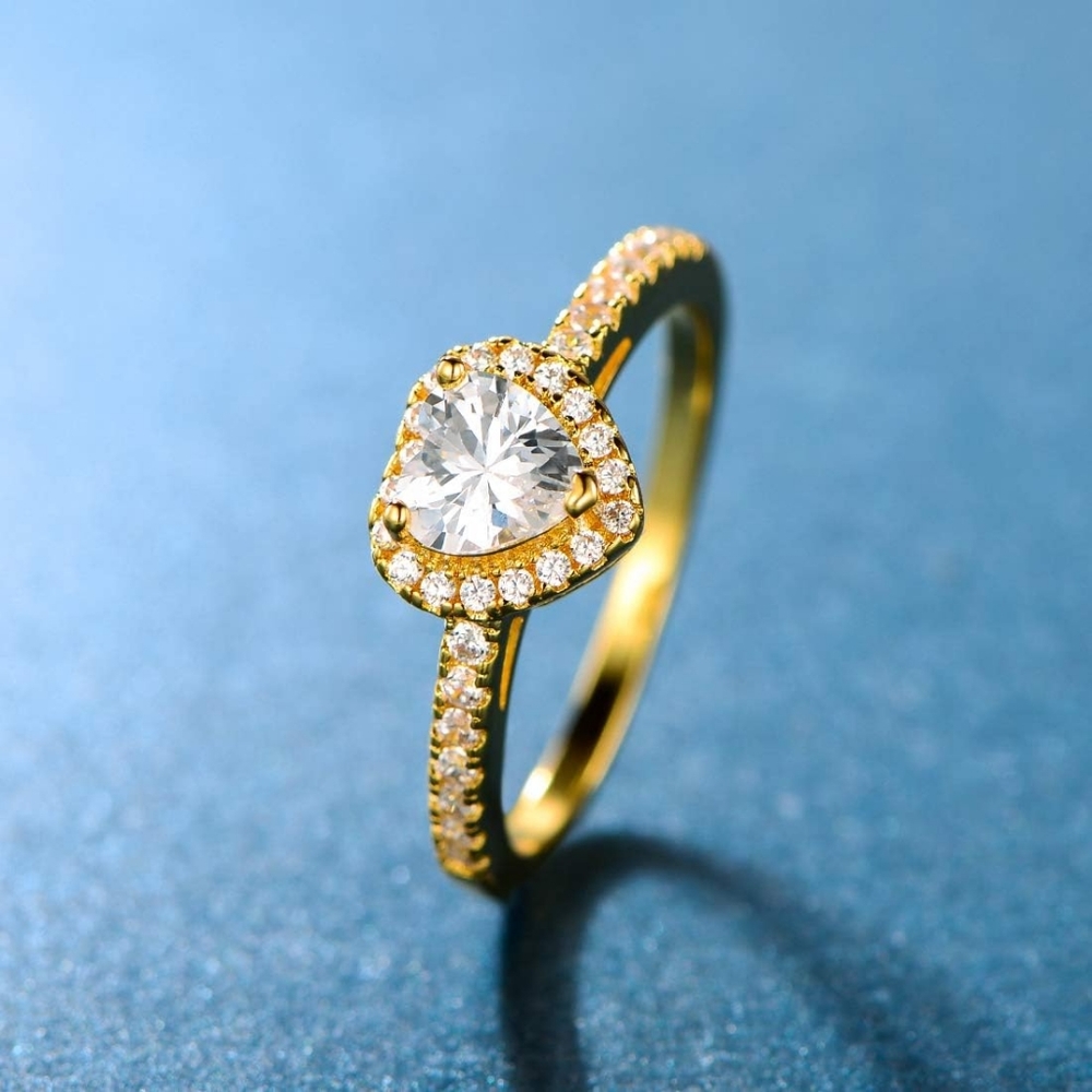 MDFUN Luxurious 18k Gold Plated Cubic Zirconia Wedding Engagement Rings Eternity